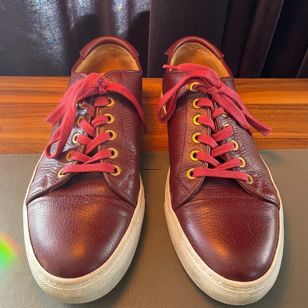 Collegium Men's Leather Sneakers – Burgundy – Size US 8.5 / EU 42 - Picture 2 of 8